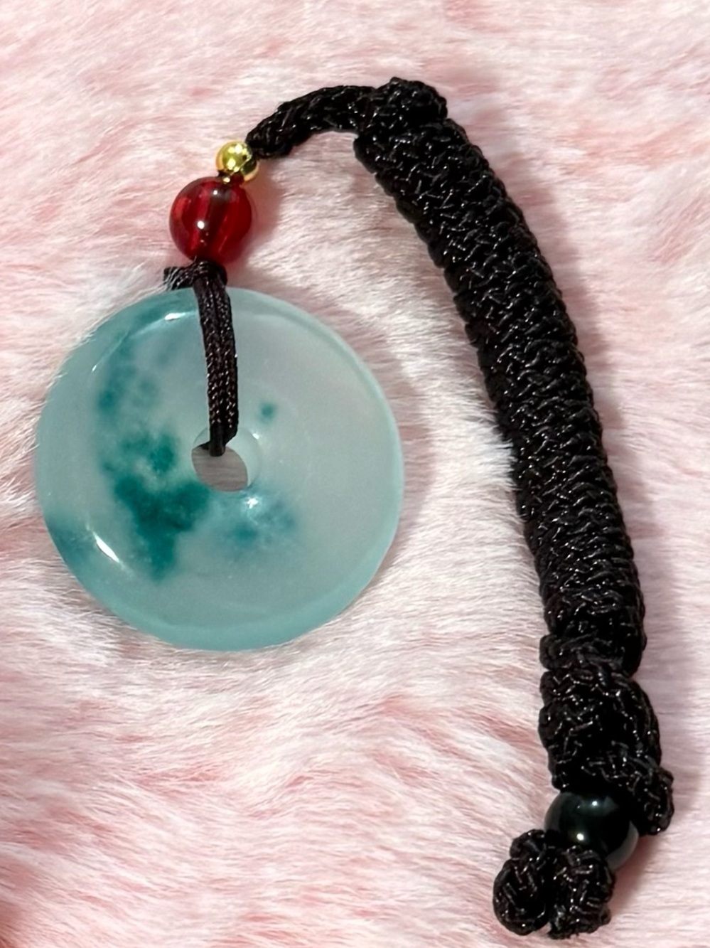 Real Natural High Ice Green Myanmar Jade Jadeite Peace buckle Pendant Necklace